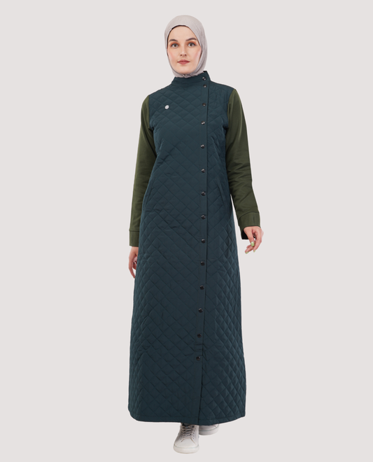 A3-High Neck Collar Heavy Quilted Jilbab