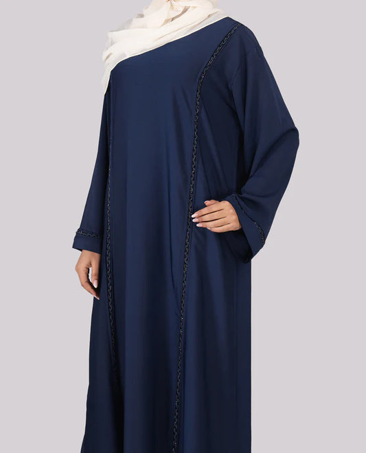 A01-Royal Blue Embellished Flared Sleeves Abaya