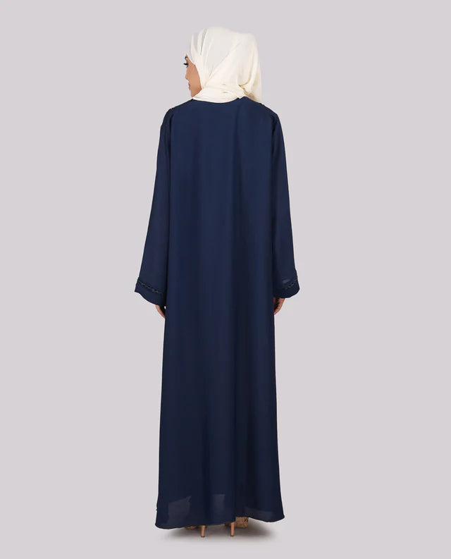 A01-Royal Blue Embellished Flared Sleeves Abaya