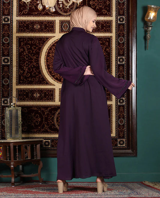 A01-Exquisite Plum Embellished Abaya