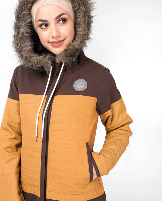 A4-Brown Faux Fur Winter Hooded Jilbab