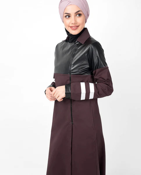 A7-Rust Zipper & PU Winter Jilbab