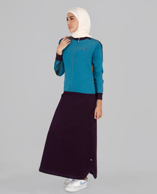 A1-Purple And Blue Printed Winter Jilbab