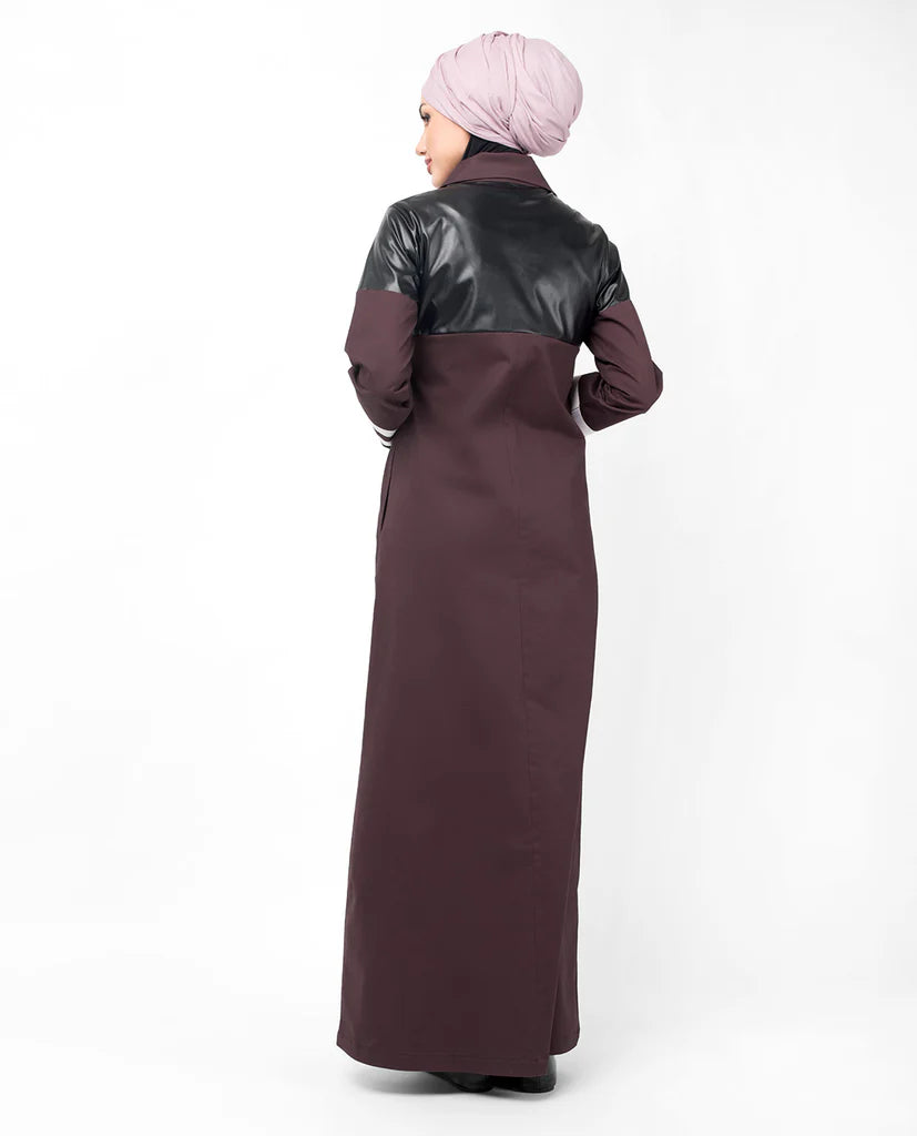 A7-Rust Zipper & PU Winter Jilbab