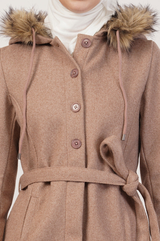 A1-Dusty Peach Hooded Winter Jilbab