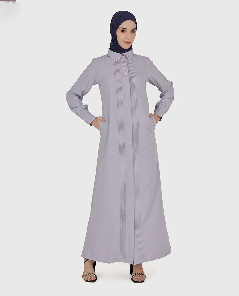 A001-عباية أرجوانية فاخرة بثنيات