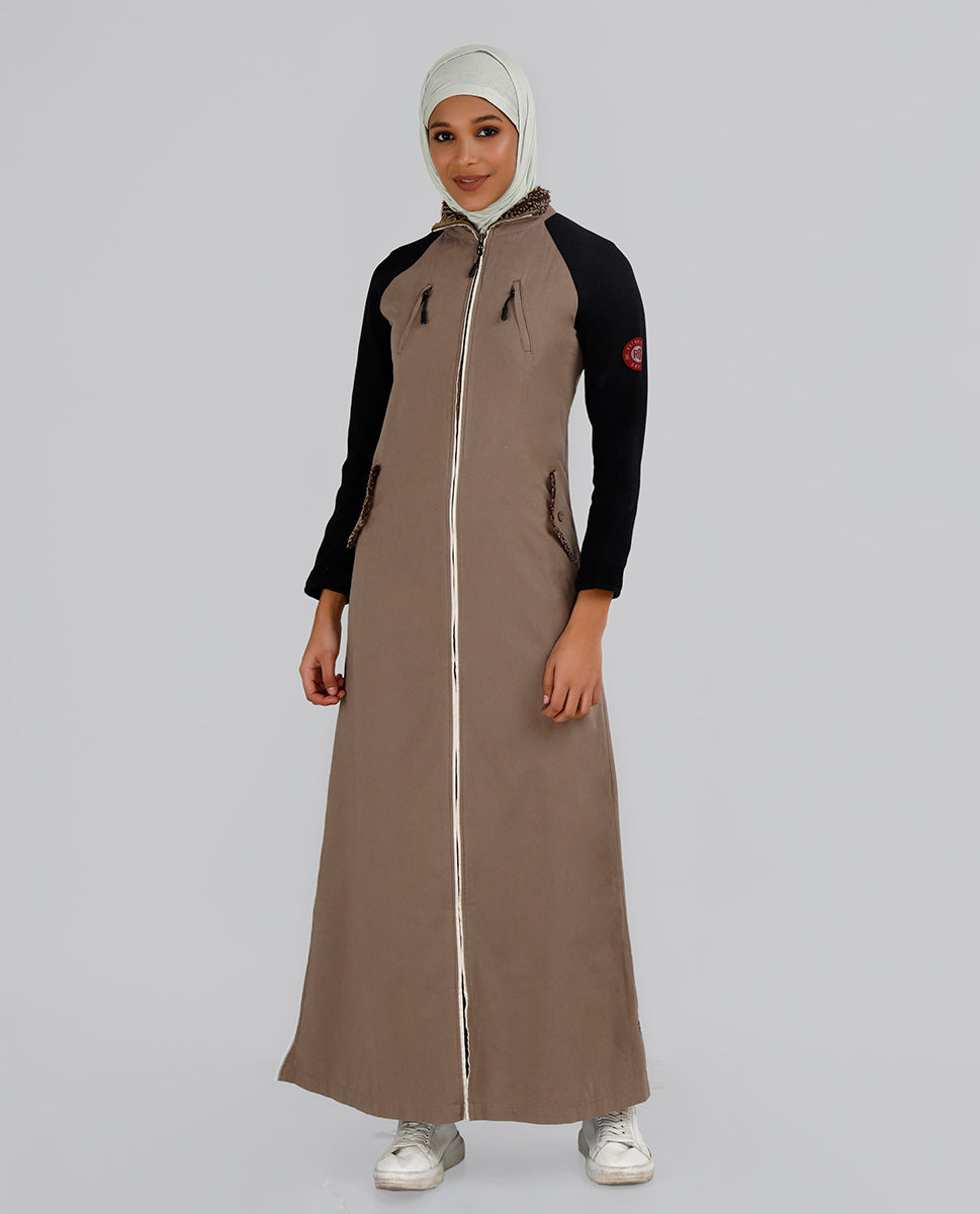 Crisp Walnut Full Front Open Winter Jilbab