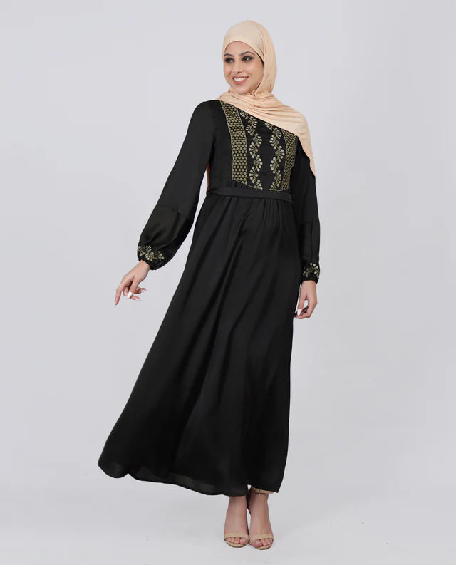 A001-جلباب رمادي ميراج مطرّز فاخر