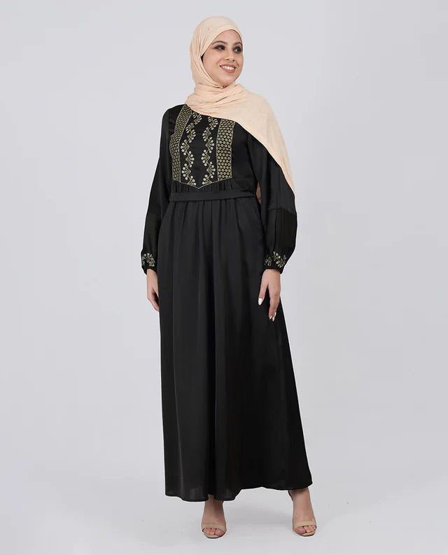 A001-جلباب رمادي ميراج مطرّز فاخر