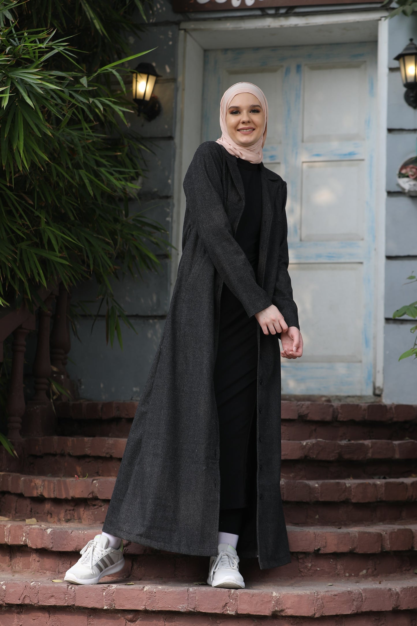 Black Weave Coat Collar Winter Jilbab