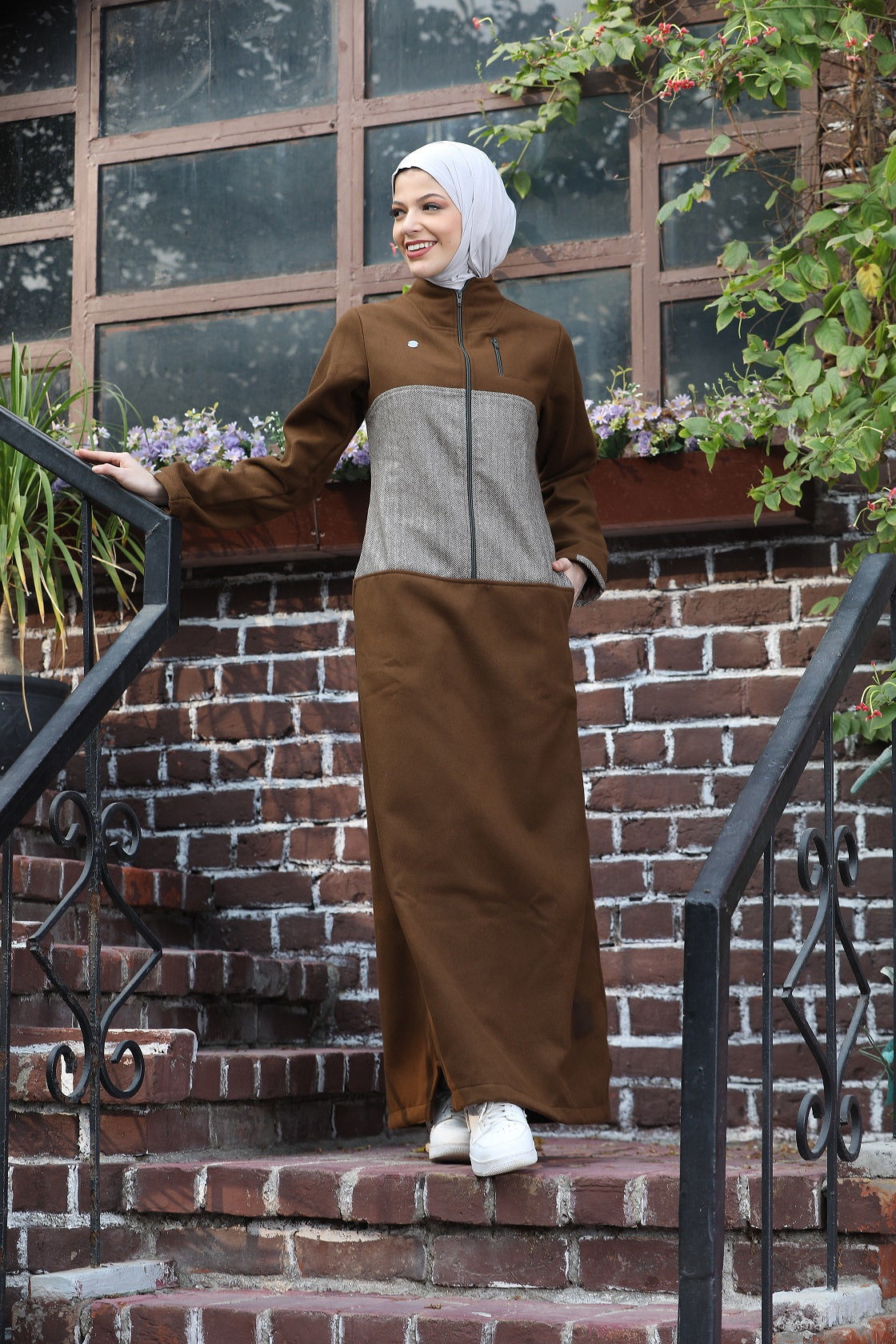 A1-Dusty Peach Winter Jilbab -2