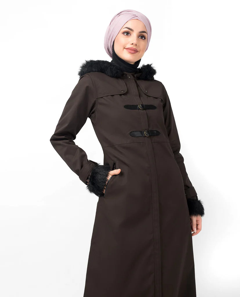 Buckle Strap Brown Hooded Jilbab