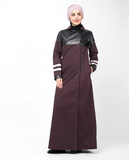 Rust Zipper & PU Winter Jilbab