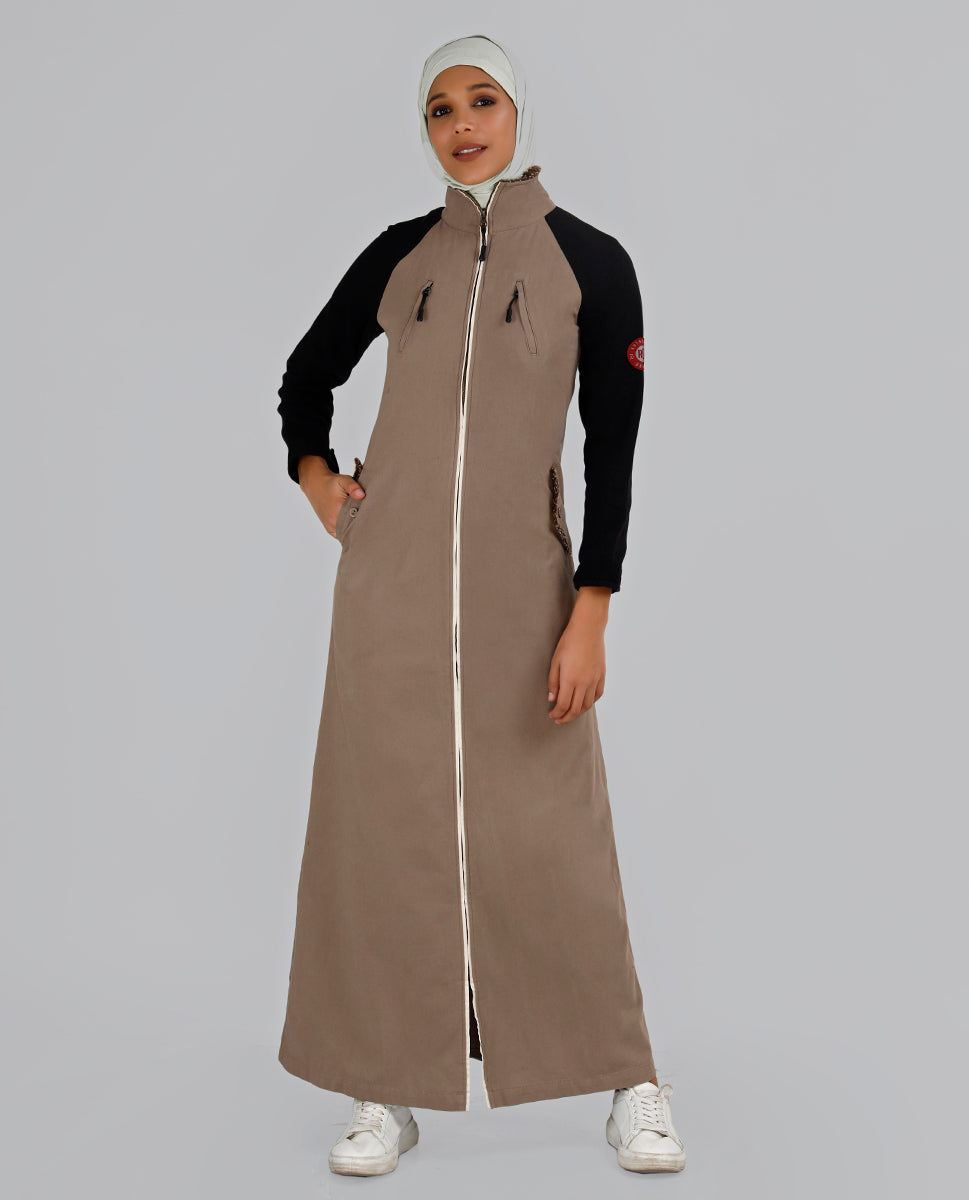 Crisp Walnut Full Front Open Winter Jilbab