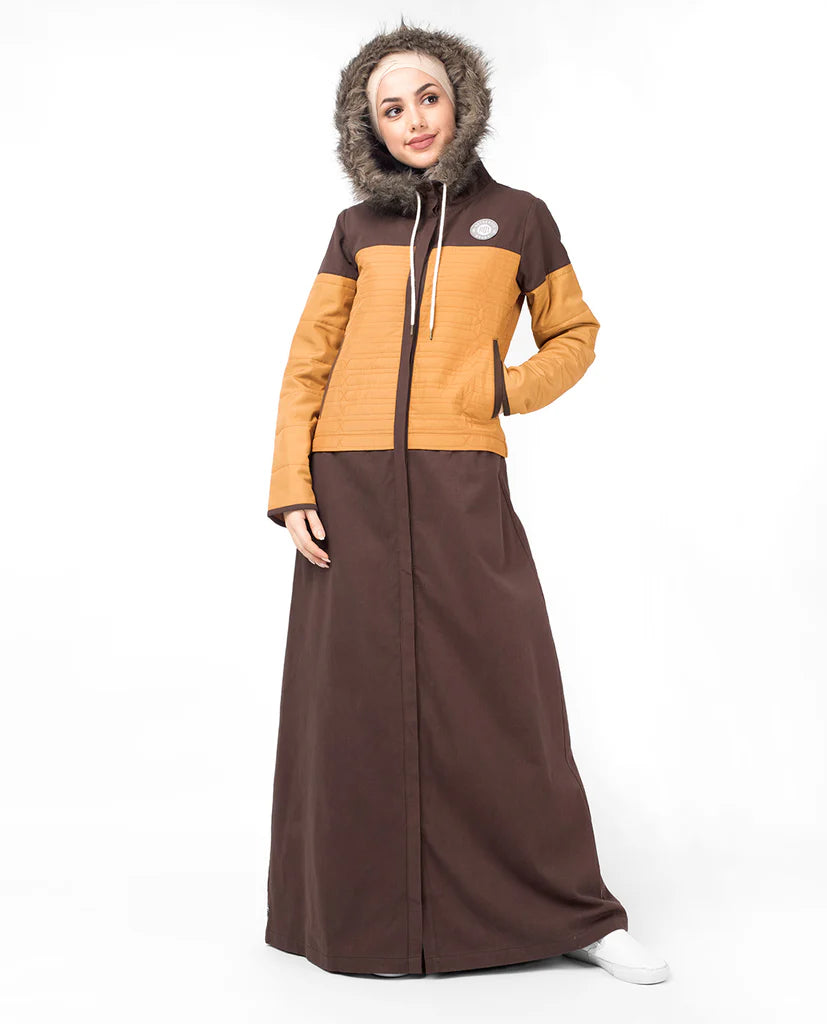 Brown Faux Fur Winter Hooded Jilbab