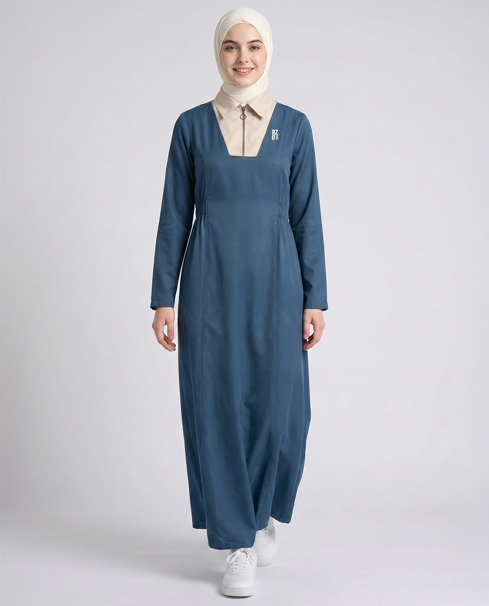 Modern black abaya with elegant pleats