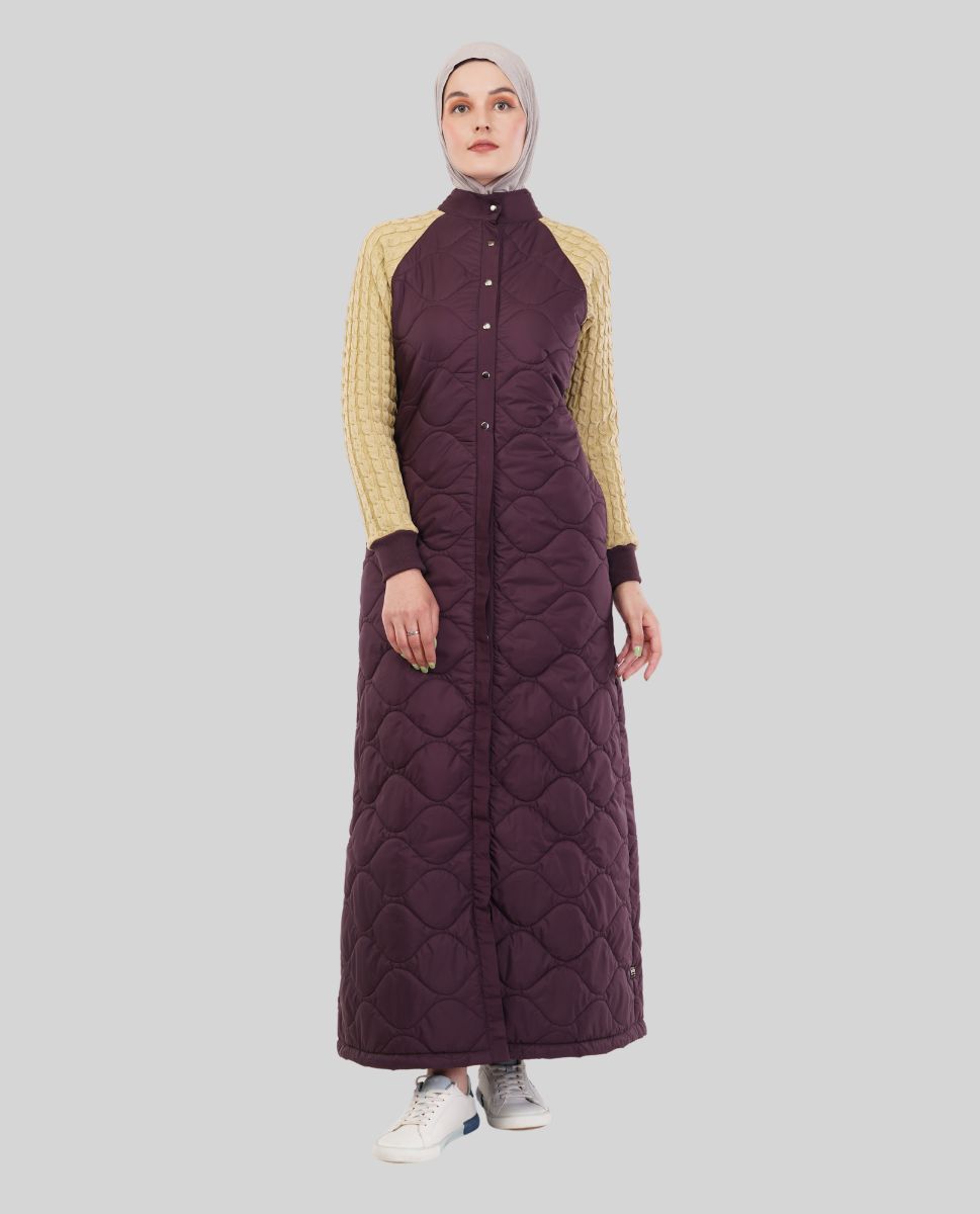 Grape Juice Full Front Open Premium Winter Jilbab