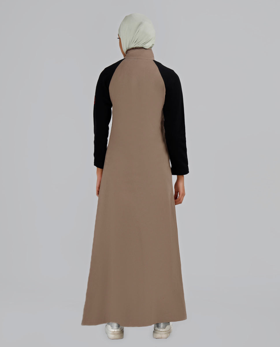 Crisp Walnut Full Front Open Winter Jilbab