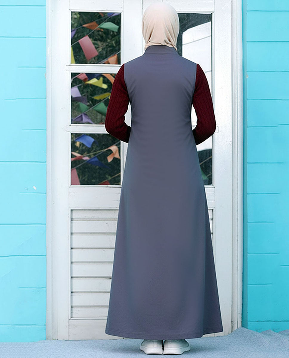 A01-جلباب شتوي – لمسة البرغندي