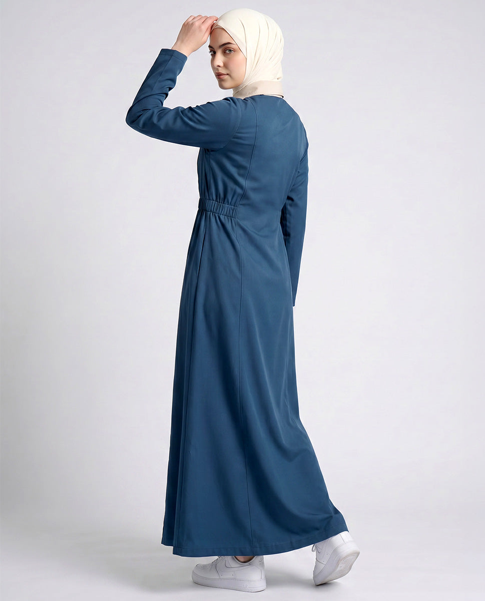 Modern black abaya with elegant pleats