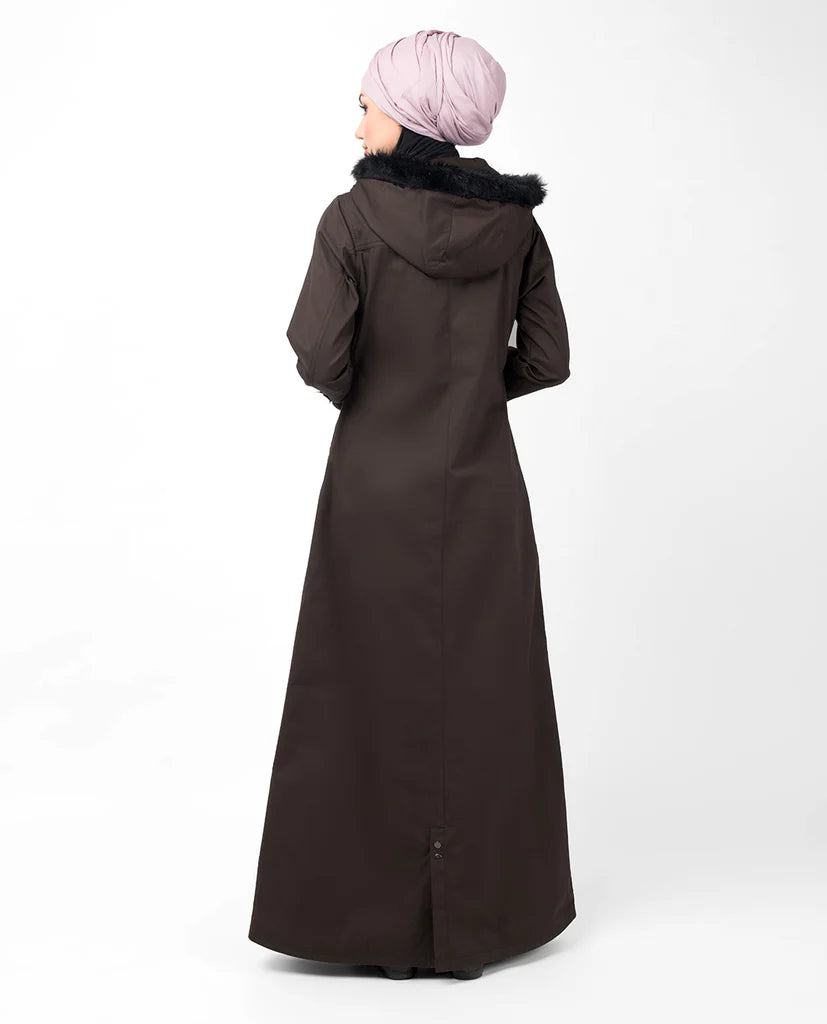 Buckle Strap Brown Hooded Jilbab