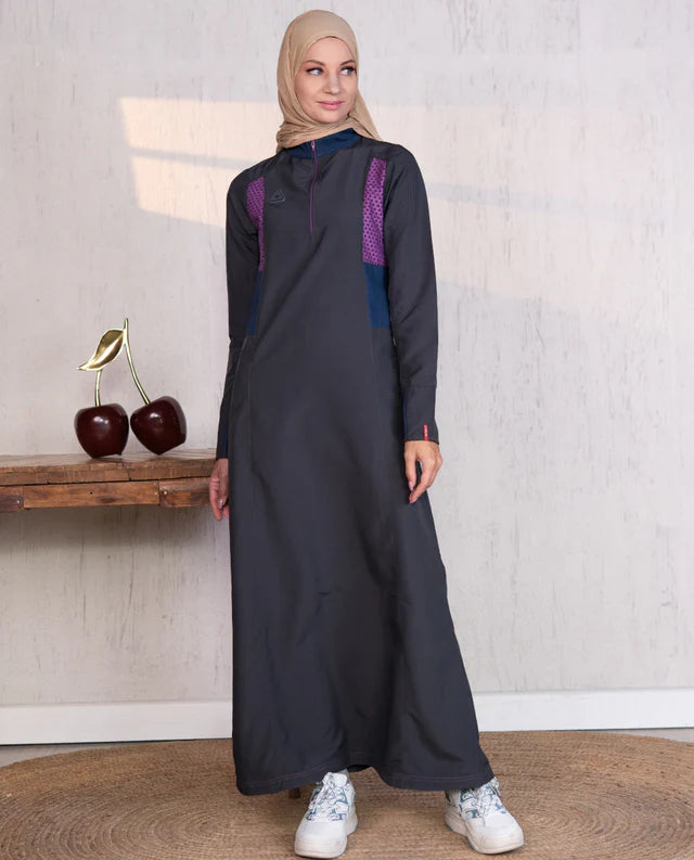 A017-جلباب رمادي أنيق وعصري