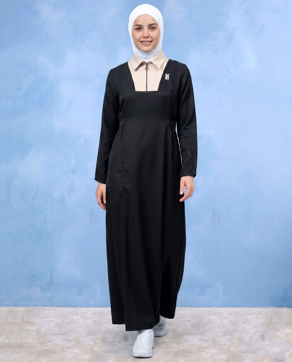 جلباب أسود عصري بكسرات أنيقة
