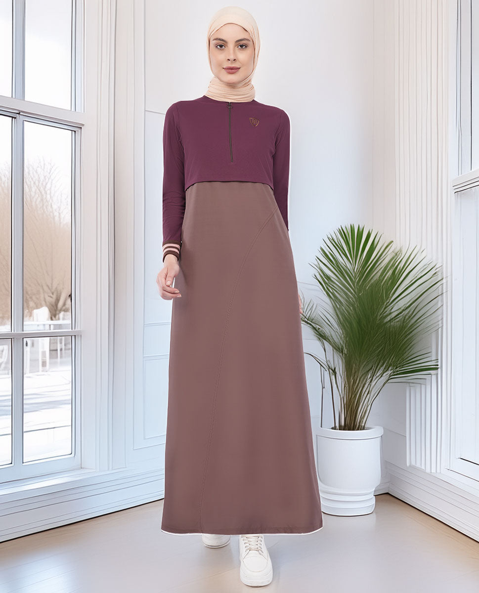 جلباب بني زيتوني بتصميم أنيق وملتزم
