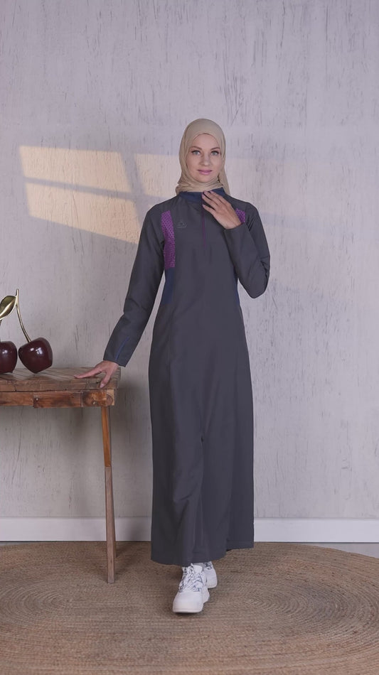 A017-جلباب رمادي أنيق وعصري